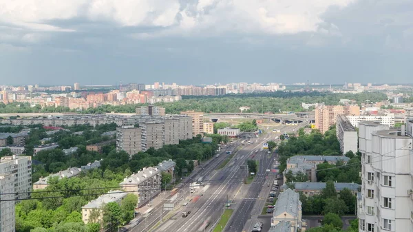Yükseltilmiş Yol Timelapse Üstgeçit Moskova Rusya Yaroslavl Anayolun Üzerinde Trafik — Stok fotoğraf