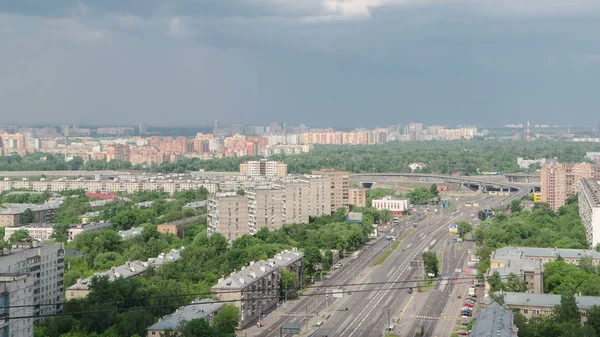 모스크바 러시아 야로슬라블 고속도로 고가로 Timelapse 육교에 소통량의 — 스톡 사진