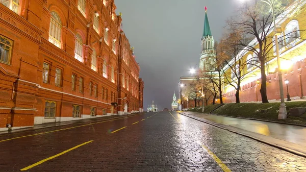 Vista Noturna Praça Vermelha Com Decoração Natal Moscou Hyperlapse Timelapse — Fotografia de Stock