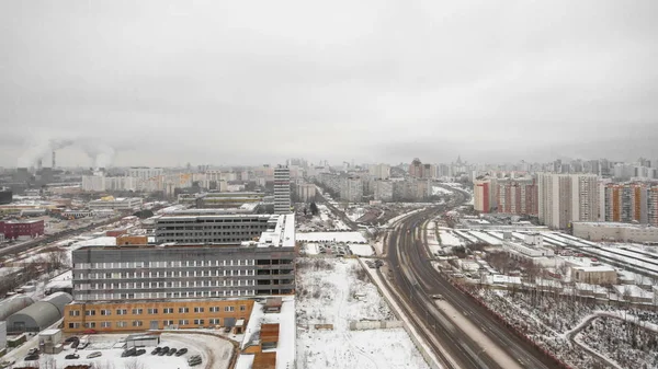 Pohled Vývoj Moskvy Zimní Den Ozernaya Street Timelapse — Stock fotografie