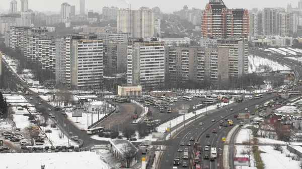 Vista Desenvolvimento Dia Inverno Moscou Para Rua Ozernaya Timelapse — Fotografia de Stock