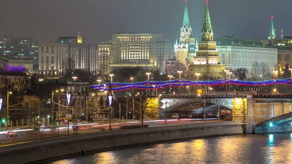 Moskova Rusya Büyük Bir Taş Bolshoy Kamenniy Köprüsü Moskova Kremlin — Stok fotoğraf