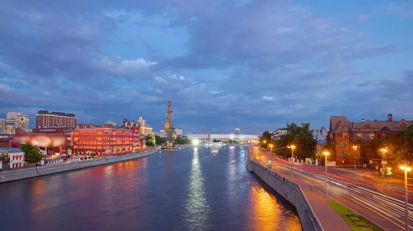 Ryssland Moskva Visa Från Patriark Bron Över Floden Panorama Moskva — Stockfoto