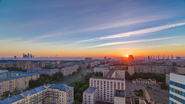 Obytné Budovy Leninskiy Avenue Stalin Mrakodrapy Panorama Města Východ Timelapse — Stock fotografie
