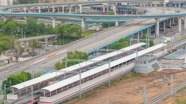 Little Ring Moscow Railways Timelapse Kilometre Long Orbital Railway Moscow — Stock Photo, Image