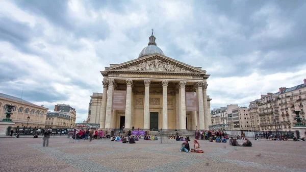 Paris Panteão Mausoléu Vista Frontal Timelapse Hiperlapse Com Nuvens França — Fotografia de Stock