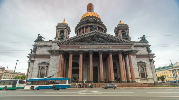 Isaac Cathedral Timelapse Hyperlapse Sint Petersburg Rusland Sityscape Met Bewolkte — Stockfoto