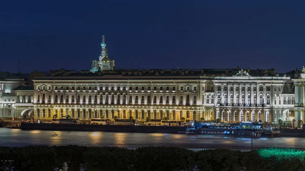 Embankment Palace Het Winterpaleis Timelapse Juni Nacht Kerk Van Verlosser — Stockfoto