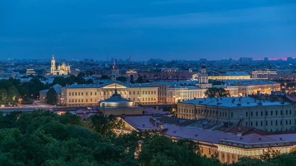 Bâtiment Kunstkamera Paysage Urbain Nuit Jour Timelapse Vue Colonnade Cathédrale — Photo