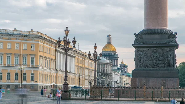 Ісаакіївський Собор Стовпцю Квадратних Timelapse Палаці Санкт Петербурзі Росія Найбільший — стокове фото