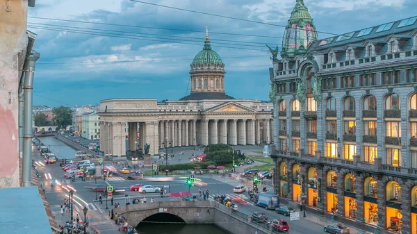 Vue Dessus Cathédrale Kazan Maison Singer Sur Remblai Canal Griboyedov — Photo