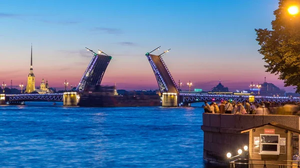 Classic Symbol Petersburg White Nights Romantic View Open Palace Bridge — Stock Photo, Image