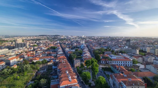 Panorámás Kilátással Porto Háztetők Óváros Egy Meleg Tavaszi Napon Timelapse — Stock Fotó