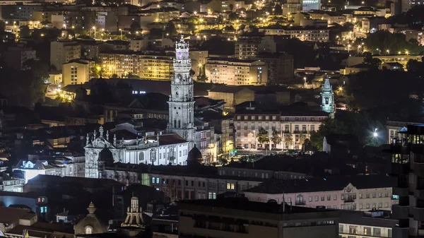 Vista Panorâmica Sobre Telhados Cidade Velha Porto Com Igreja Clerigos — Fotografia de Stock