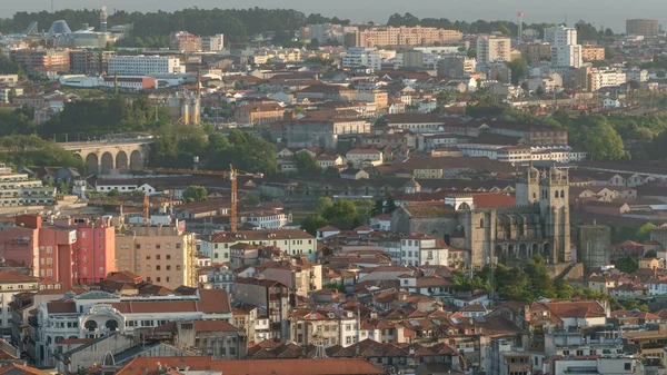 Vista Panorâmica Dos Telhados Cidade Velha Porto Com Catedral Num — Fotografia de Stock