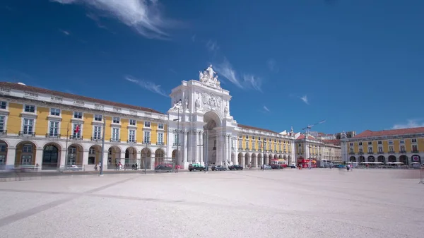 Piazza Del Commercio Nel Centro Lisbona Portogallo Vicino Fiume Tago — Foto Stock