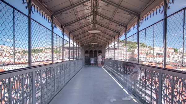 Elevador Santa Justa Lissabon Portugal Innenansicht Vom Korridor Zeitraffer — Stockfoto