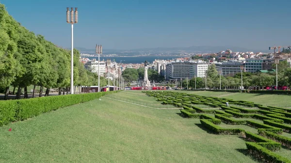 Eduardo Vii Park Gardens Lisbon Portugal Timelapse Hyperlapse Wide Angle — Stock Photo, Image
