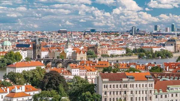 Panorama Del Casco Antiguo Praga Con Techos Rojos Timelapse Famoso —  Fotos de Stock