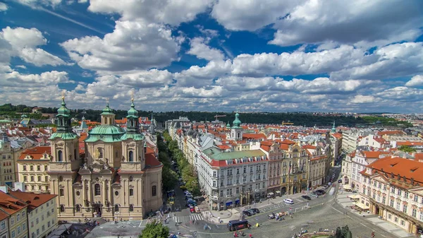 Kościół Mikołaja Starego Miasta Timelapse Praga Republika Czeska Widok Góry — Zdjęcie stockowe