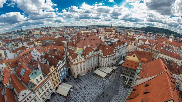 Vue Panoramique Aérienne Quartier Place Vieille Ville Timelapse Prague Depuis — Photo