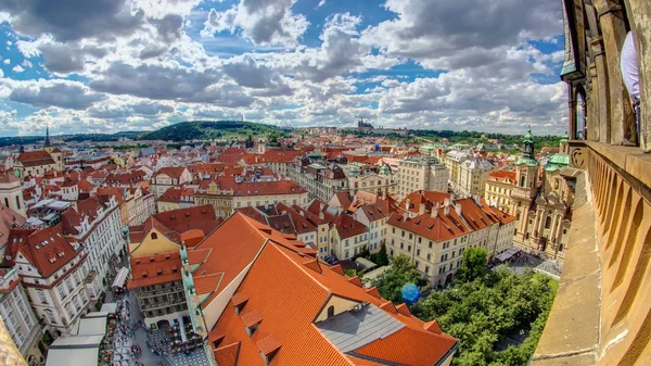 Vue Panoramique Aérienne Quartier Place Vieille Ville Timelapse Prague Depuis — Photo
