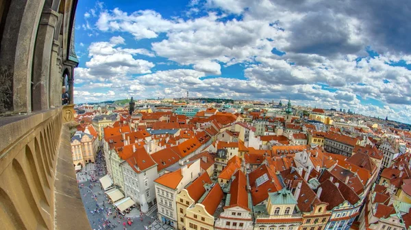 Letecký Panoramatický Pohled Timelapse Sousedství Staroměstského Náměstí Praze Horní Části — Stock fotografie