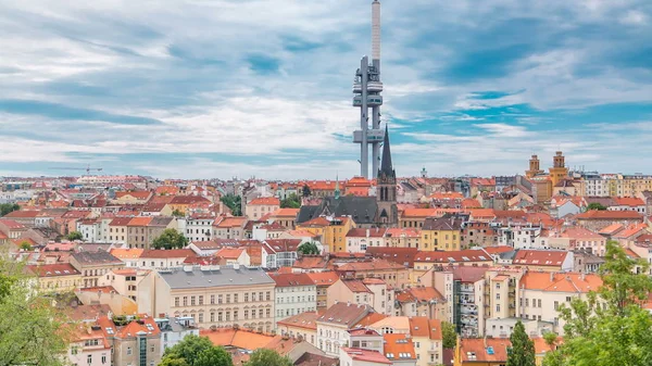 Vue Timelapse Haut Mémorial Vitkov Sur Paysage Prague Par Une — Photo