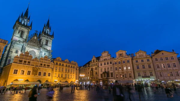 Illuminations Nocturnes Place Magique Vieille Ville Timelapse Prague Visibles Sont — Photo