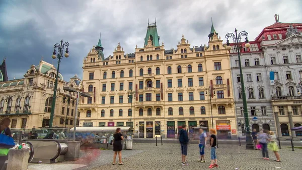 Secesyjne Budynki Timelapse Hyperlapse Old Town Stare Mesto Stacji Praga — Zdjęcie stockowe