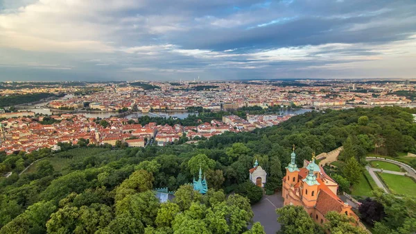 Wonderful Timelapse View City Prague Petrin Observation Tower Czech Republic — Stock Photo, Image