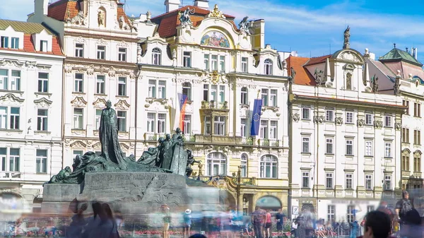 Памятник Яну Гусу Проекту Ладислава Салуна Староместской Площади Праге Чехия — стоковое фото
