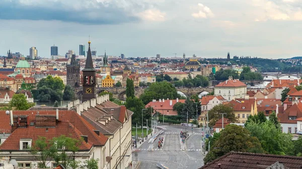 Létě Letecký Pohled Starého Města Molo Architektury Karlův Most Přes — Stock fotografie