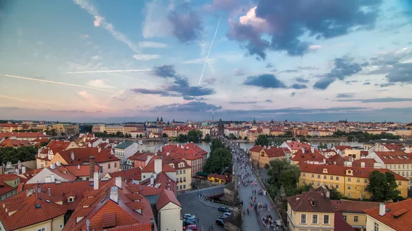 Létě Letecký Pohled Starého Města Molo Architektury Karlův Most Přes — Stock fotografie