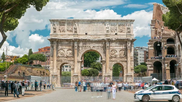 Arco Constantino Timelapse Roma Itália Construído Para Comemorar Vitória Imperador — Fotografia de Stock