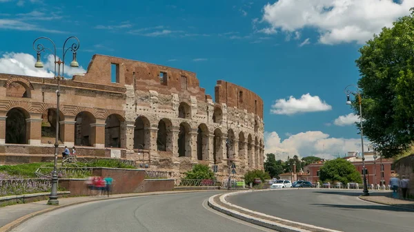 Muitos Turistas Que Visitam Coliseu Coliseu Timelapse Também Conhecido Como — Fotografia de Stock