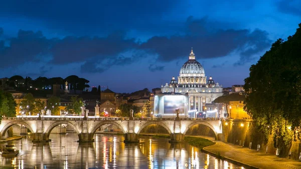 Roma Italia Basilika Santo Petrus Jembatan Santo Angelo Dan Sungai — Stok Foto