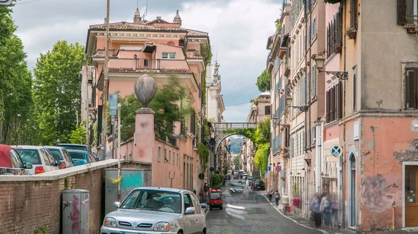 Roma Italia Strade Roma Con Persone Impegnate Attività Quotidiane Timelapse — Foto Stock