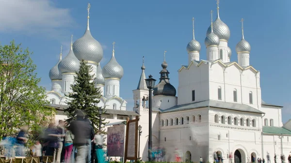 Nativity Church Rostov Kremlin Timelapse Rostov Great Rusia Multitud Césped — Foto de Stock