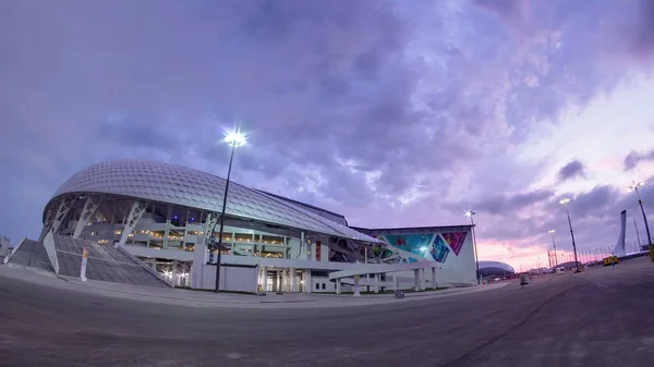 Олимпийский Стадион Fisht Timelapse Day Night Transition Sochi Russia Opening — стоковое фото