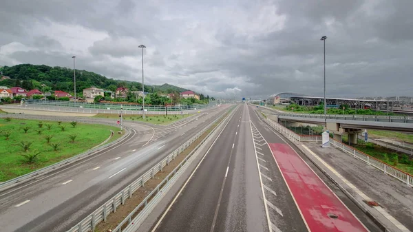 Ruch Autostradzie Road Timelapse Pochmurny Dzień Adler Polska — Zdjęcie stockowe