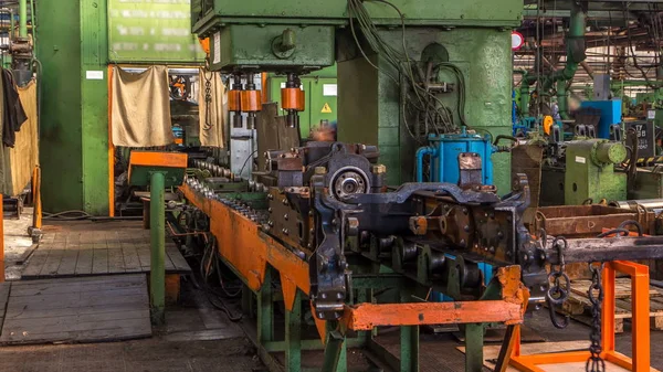 Konveyör Derleme Sahne Traktör Fabrikası Timelapse Gövdesi Çerçeveler Derleme Şasi — Stok fotoğraf