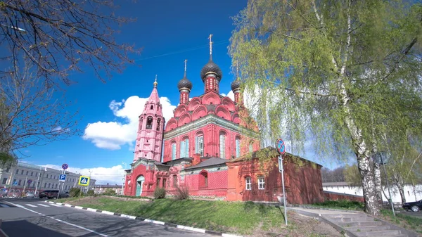 Kirche Nikolaus Der Wundertäter Zeitraffer Hyperlapse Jaroslawl Goldring Russland Blauer — Stockfoto