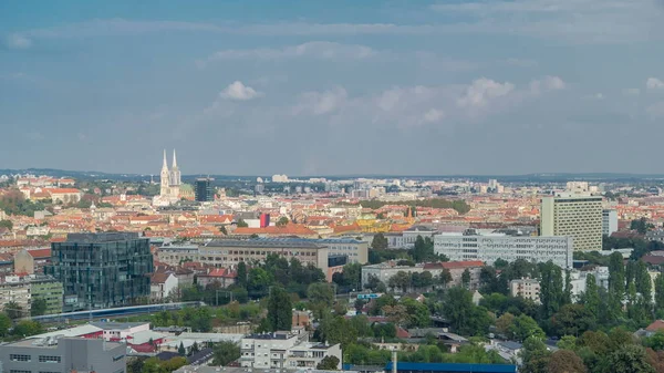Panorama Centro Cidade Timelapse Zagreb Capitólio Croácia Com Edifícios Modernos — Fotografia de Stock