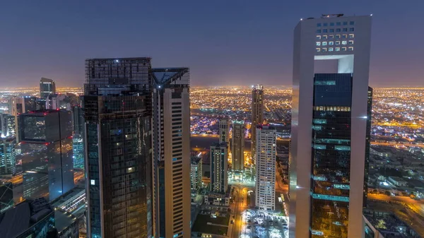 Небо Над Районом Западного Залива Вершины Катарском Заливе Освещение Современных — стоковое фото