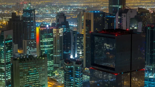 Horizonte Área West Bay Cima Doha Timelapse Qatar Iluminados Arranha — Fotografia de Stock