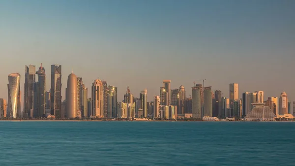 Skyline Ville Arabe Doha Timelapse Qatar Capturé Très Tôt Matin — Photo