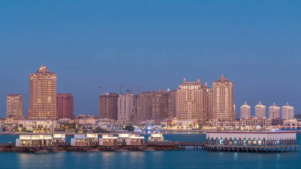 Vista Dia Katara Beach Para Cronologia Transição Noturna Após Pôr — Fotografia de Stock
