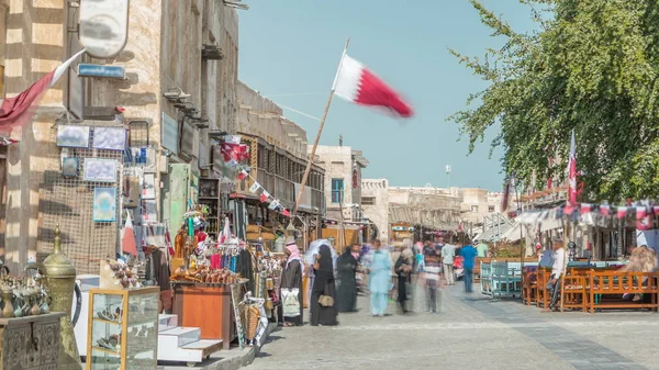 Souq Waqif Timelapse Mercado Popular Doha Qatar Souq Conhecida Por — Fotografia de Stock