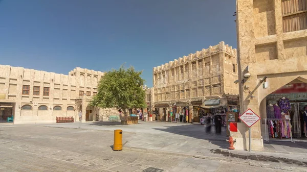 Souq Waqif Hiperlapso Tempo Mercado Popular Doha Qatar Souq Conhecida — Fotografia de Stock